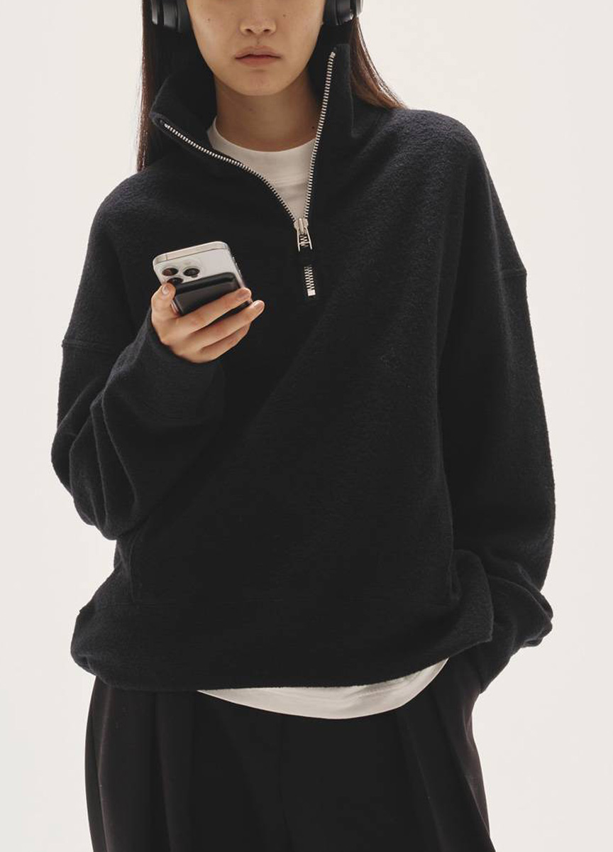 毛料拉鍊立領上衣